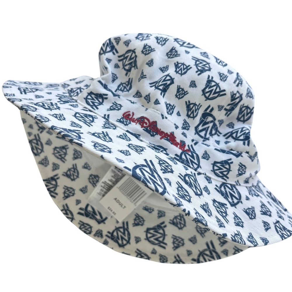 Disney Parks Bucket Hat Adult OS White Blue Monogram NWT Streetwear Disneycore